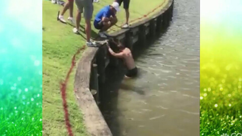 Golfer nhảy xuống hồ mò bóng sau khi làm rơi
