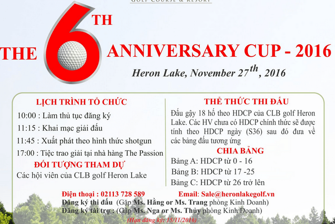 Giải golf kỷ niệm sinh nhật 6 năm CLB Golf Heron Lake